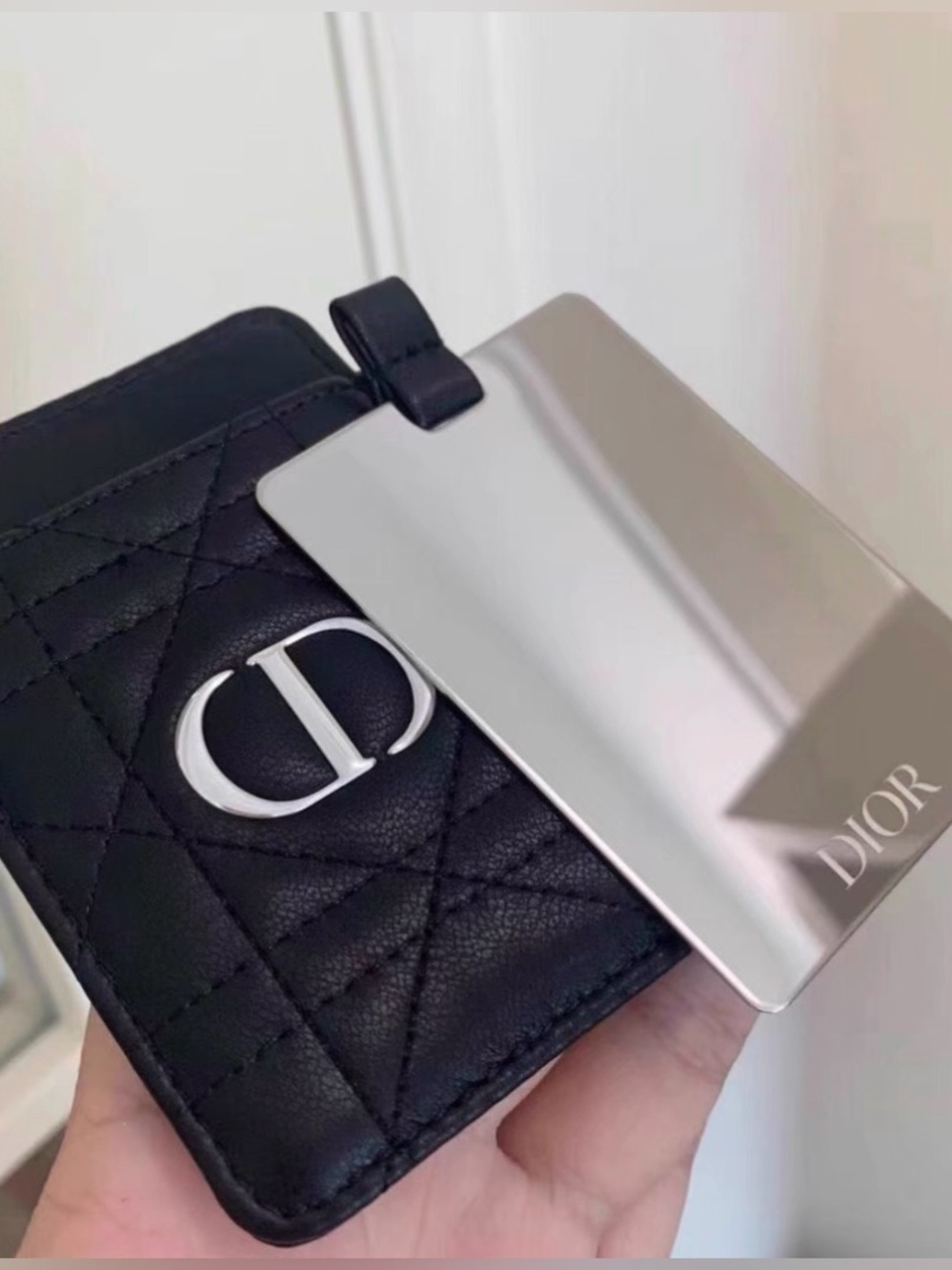 Dior Beauty Black Quilted Card Holder Compact Mirror Storage Set w/ 3M Adhesive - Picture 5 of 6